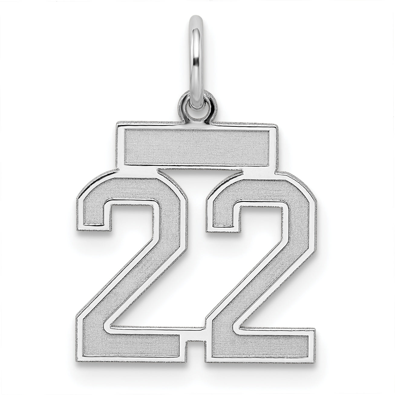 Sterling Silver Silver/Rhodium-Plated Satin Number 22 Charm