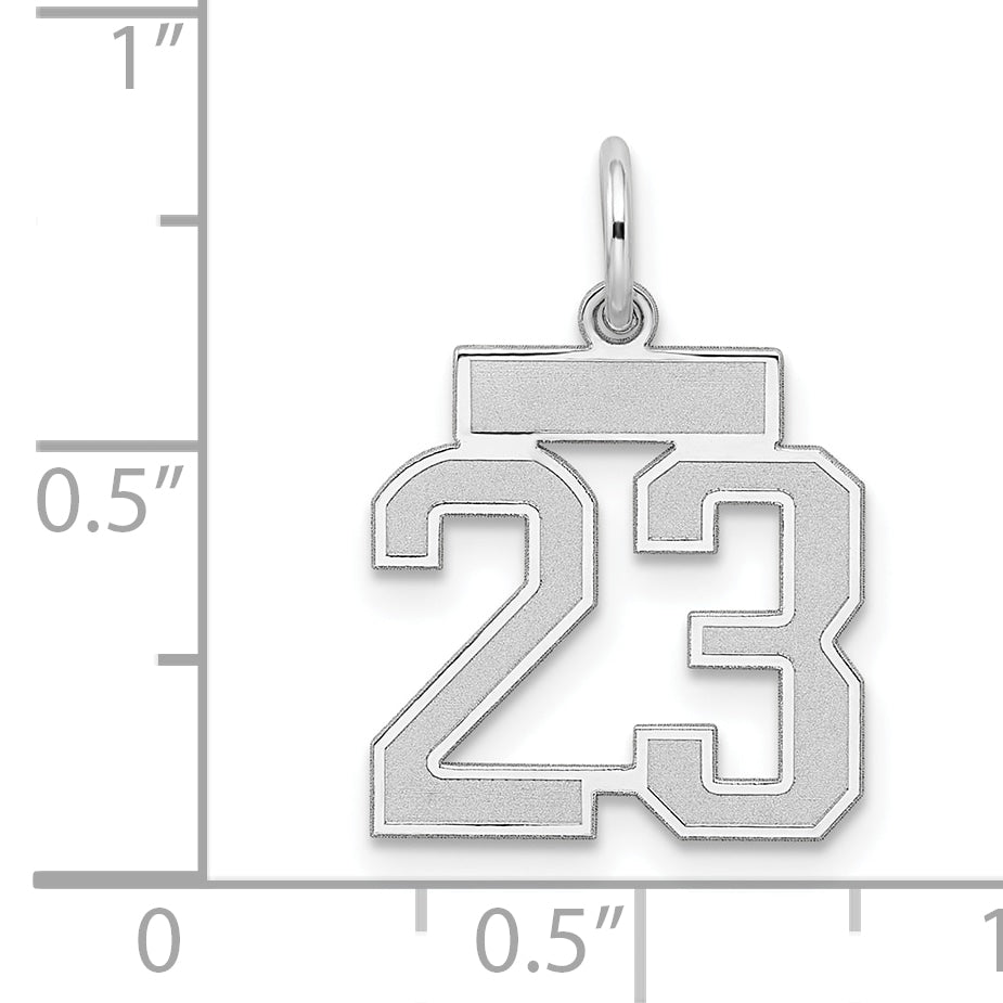 Sterling Silver Silver/Rhodium-Plated Satin Number 23 Charm
