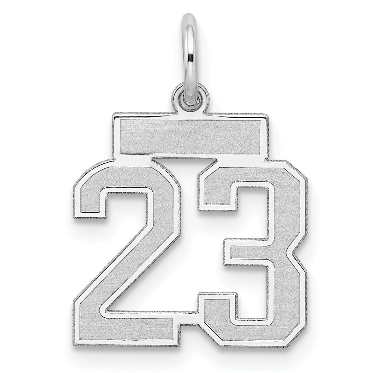 Sterling Silver Silver/Rhodium-Plated Satin Number 23 Charm