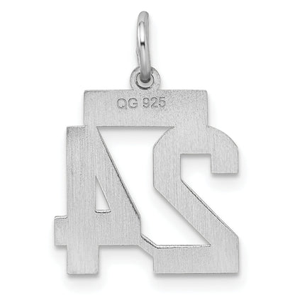Sterling Silver Silver/Rhodium-Plated Satin Number 24 Charm