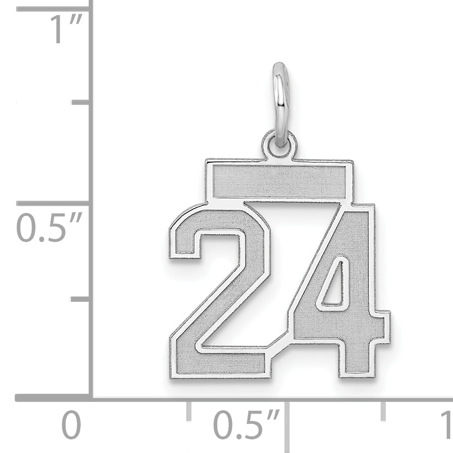 Sterling Silver Silver/Rhodium-Plated Satin Number 24 Charm