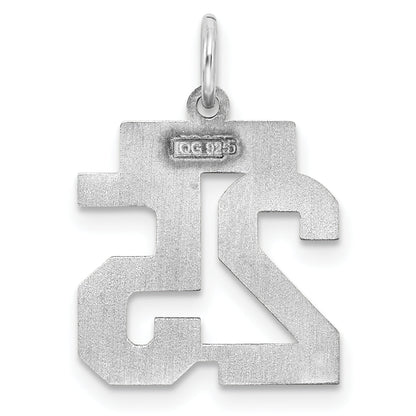Sterling Silver Silver/Rhodium-Plated Satin Number 25 Charm