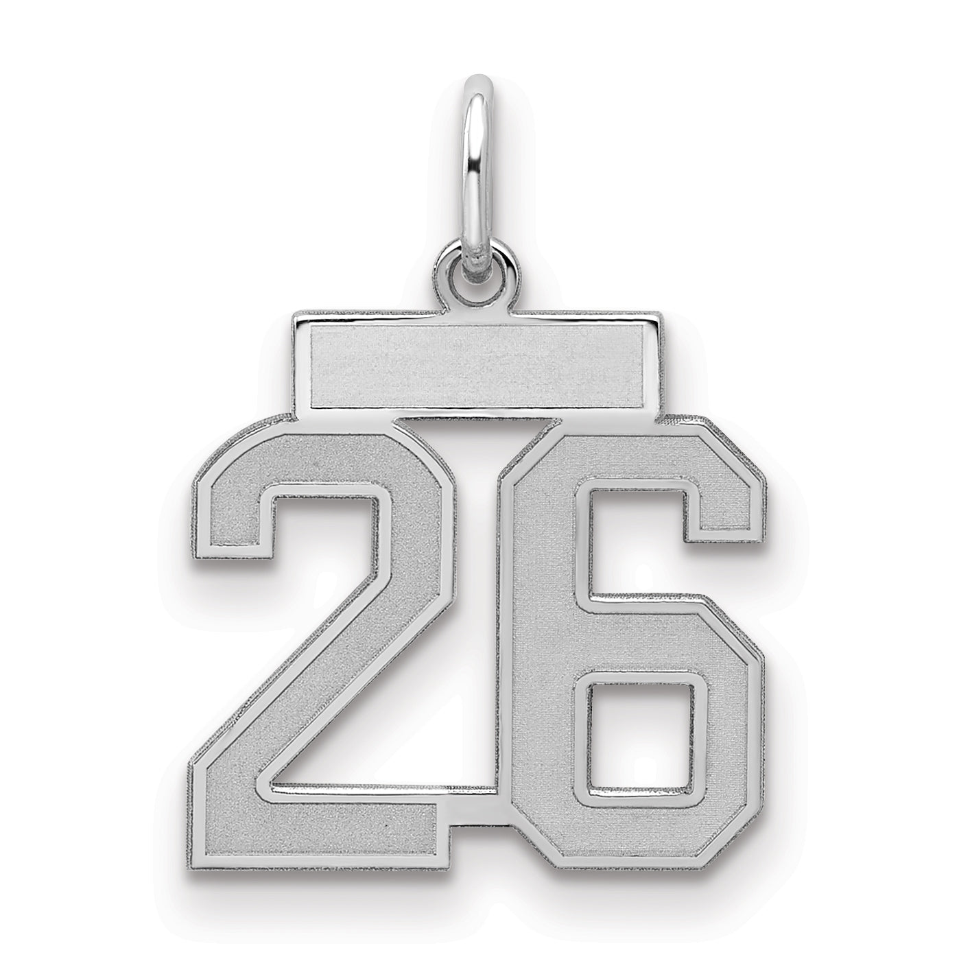 Sterling Silver Silver/Rhodium-Plated Satin Number 26 Charm