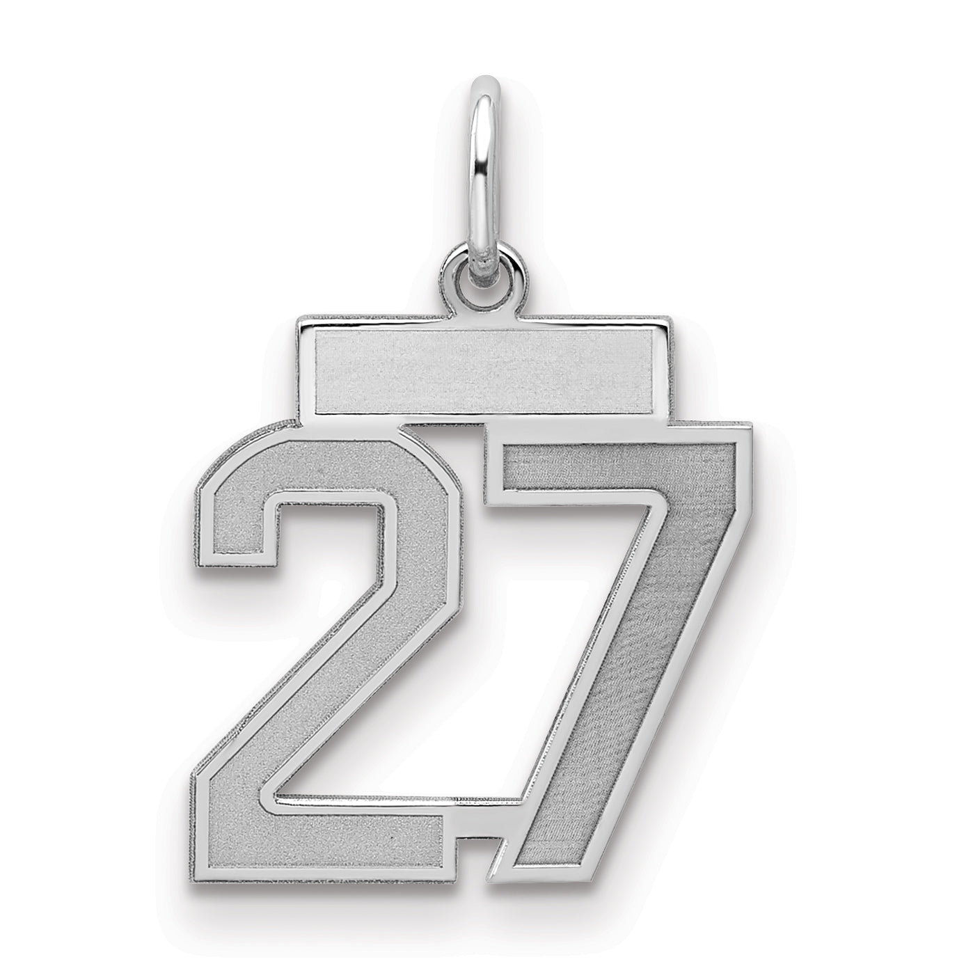 Sterling Silver Silver/Rhodium-Plated Satin Number 27 Charm