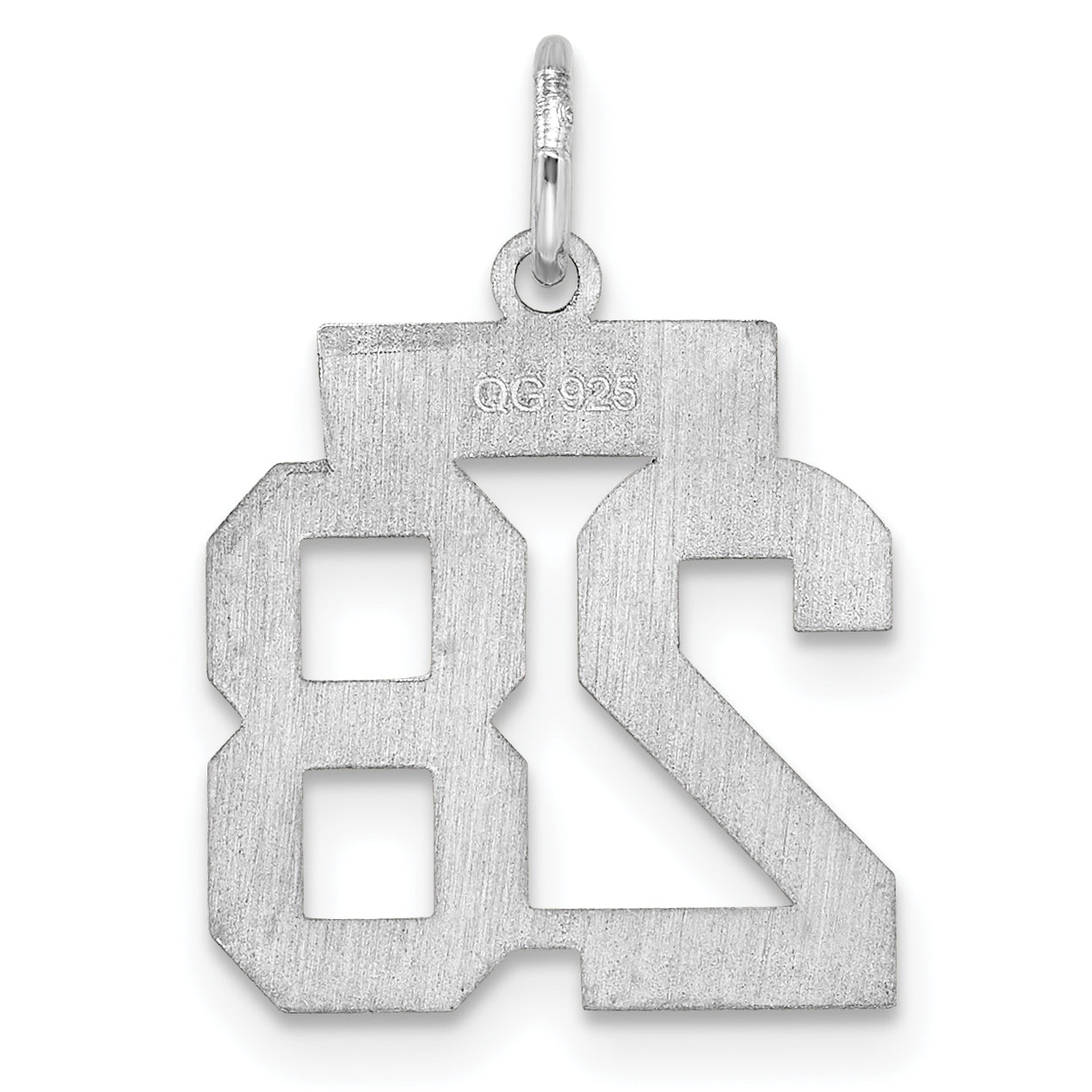 Sterling Silver Silver/Rhodium-Plated Satin Number 28 Charm