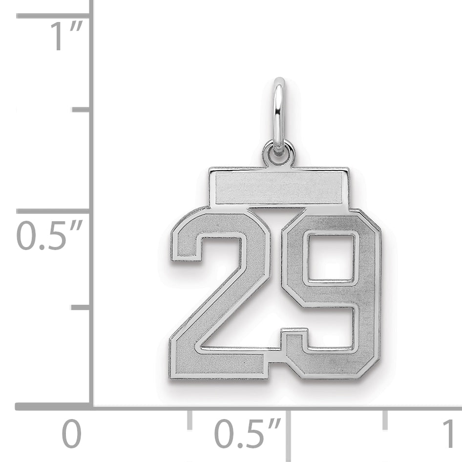 Sterling Silver Silver/Rhodium-Plated Satin Number 29 Charm