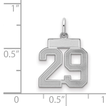 Sterling Silver Silver/Rhodium-Plated Satin Number 29 Charm