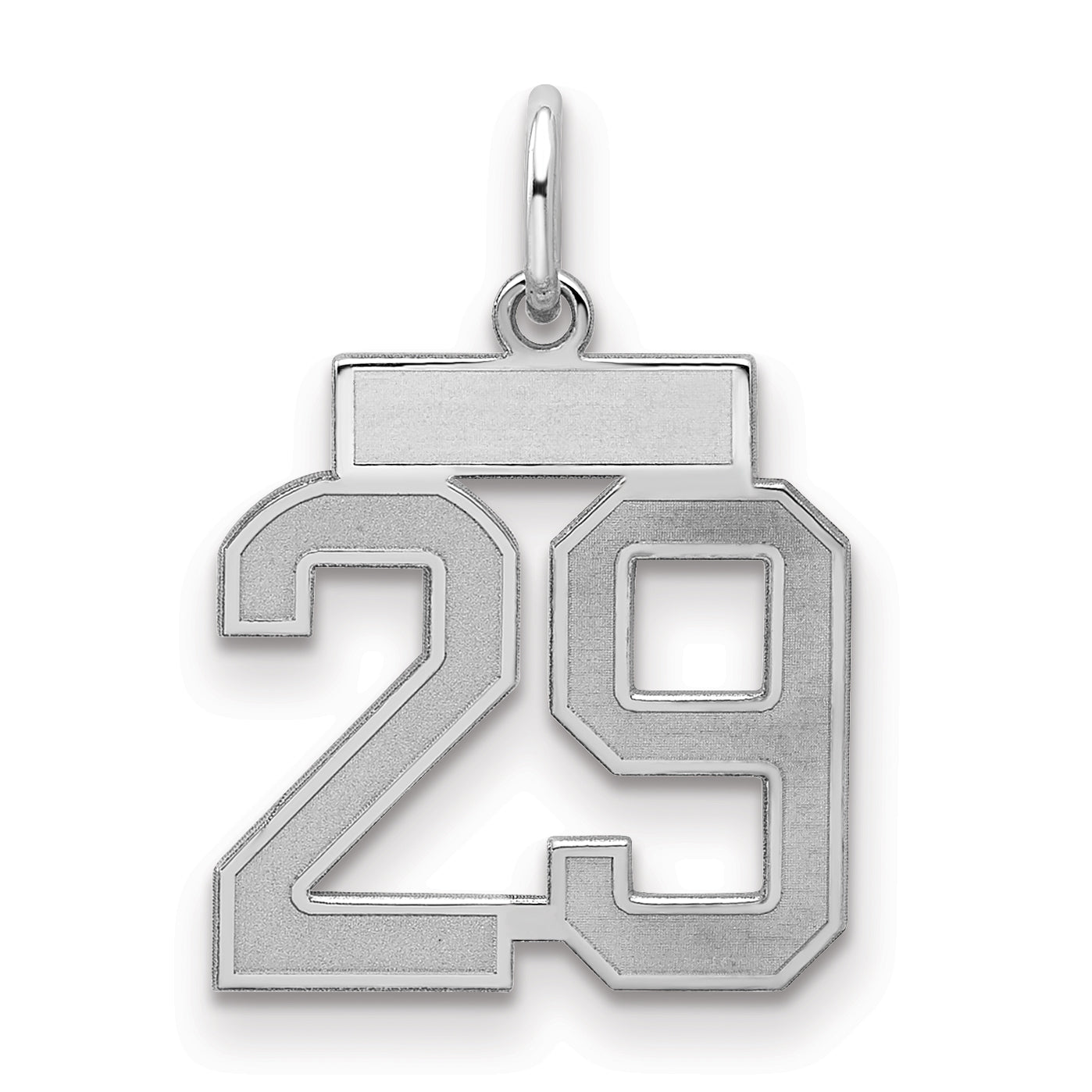 Sterling Silver Silver/Rhodium-Plated Satin Number 29 Charm