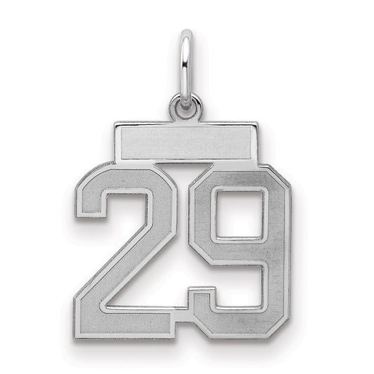 Sterling Silver Silver/Rhodium-Plated Satin Number 29 Charm