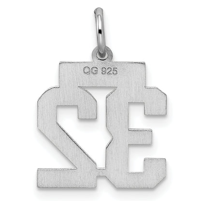 Sterling Silver Silver/Rhodium-Plated Satin Number 32 Charm