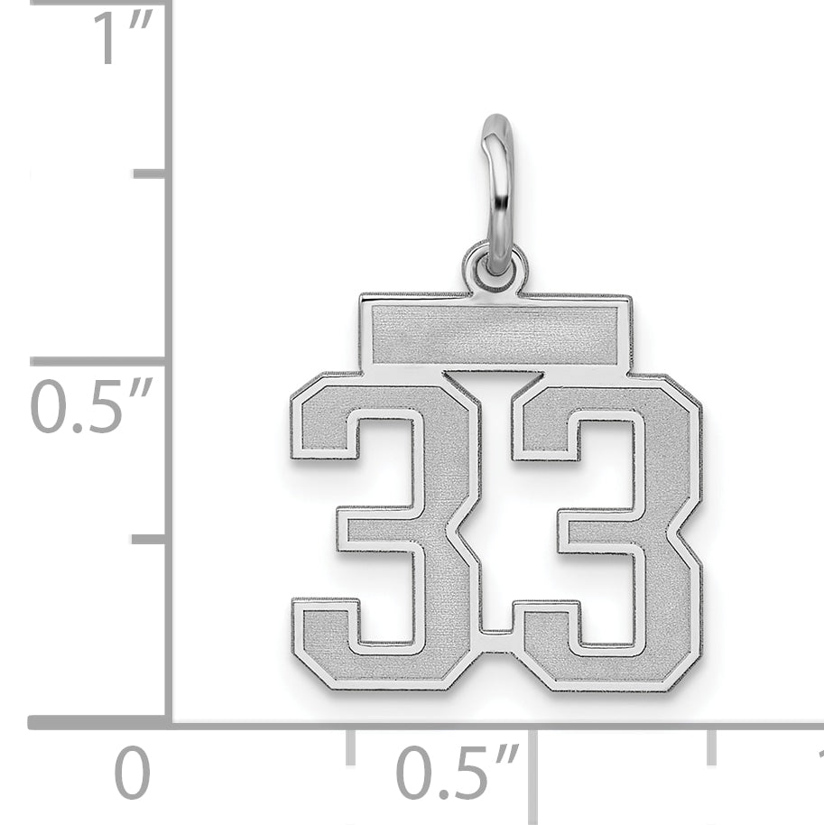 Sterling Silver Silver/Rhodium-Plated Satin Number 33 Charm