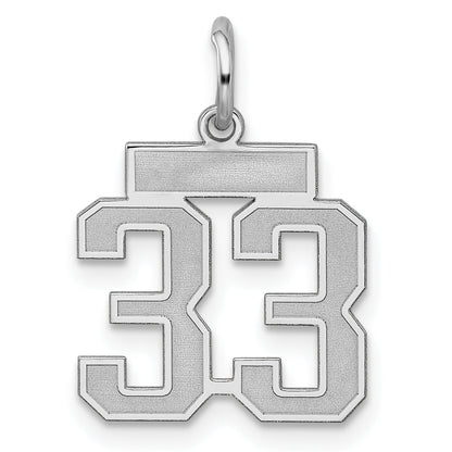 Sterling Silver Silver/Rhodium-Plated Satin Number 33 Charm
