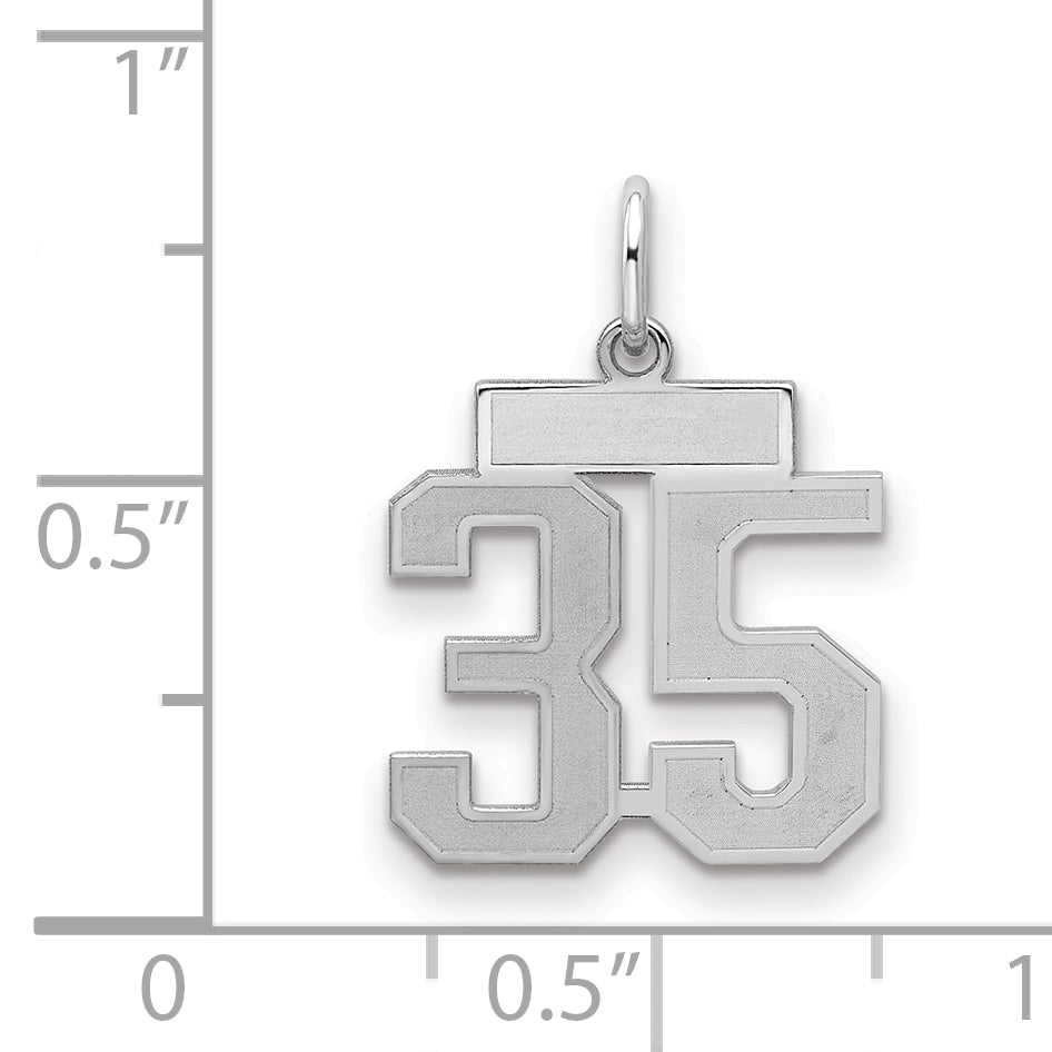 Sterling Silver Silver/Rhodium-Plated Satin Number 35 Charm