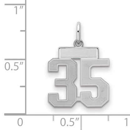 Sterling Silver Silver/Rhodium-Plated Satin Number 35 Charm
