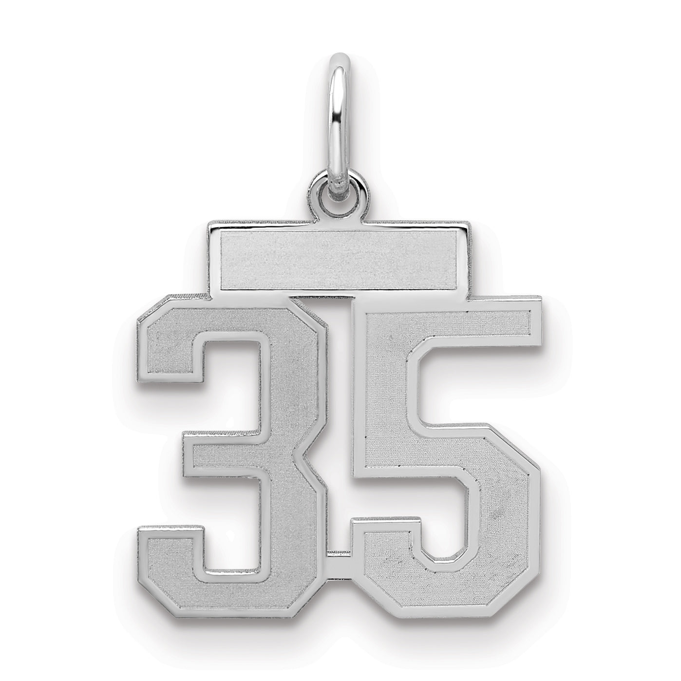 Sterling Silver Silver/Rhodium-Plated Satin Number 35 Charm