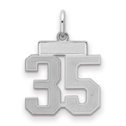 Sterling Silver Silver/Rhodium-Plated Satin Number 35 Charm