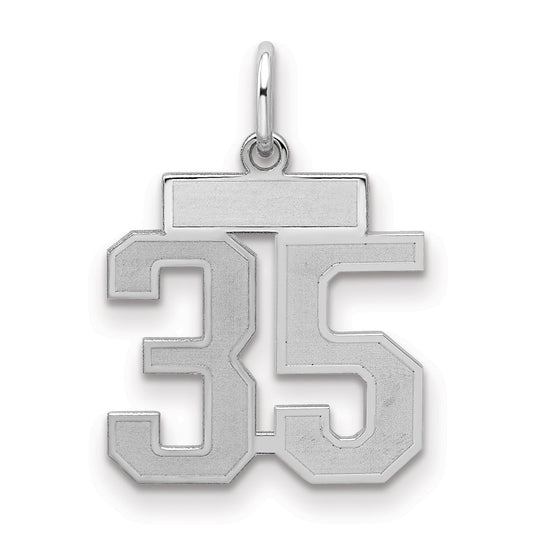 Sterling Silver Silver/Rhodium-Plated Satin Number 35 Charm