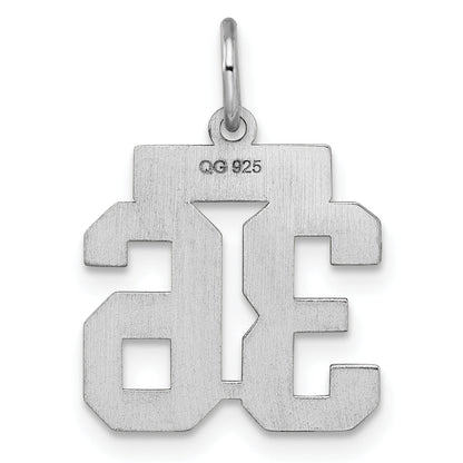 Sterling Silver Silver/Rhodium-Plated Satin Number 36 Charm