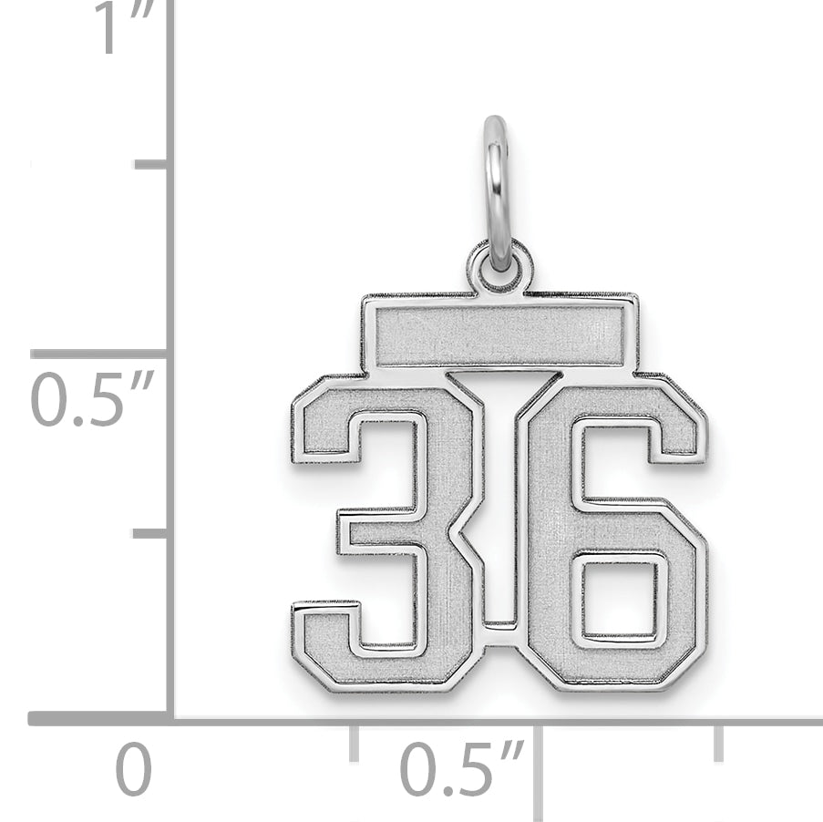 Sterling Silver Silver/Rhodium-Plated Satin Number 36 Charm