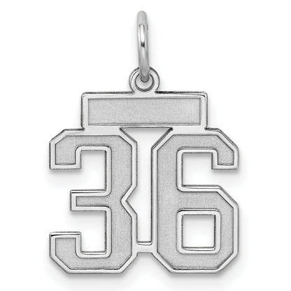 Sterling Silver Silver/Rhodium-Plated Satin Number 36 Charm