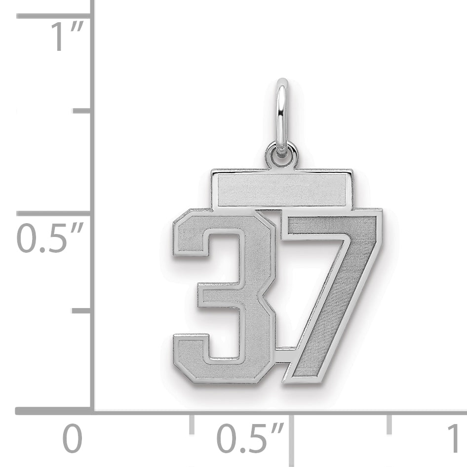 Sterling Silver Silver/Rhodium-Plated Satin Number 37 Charm