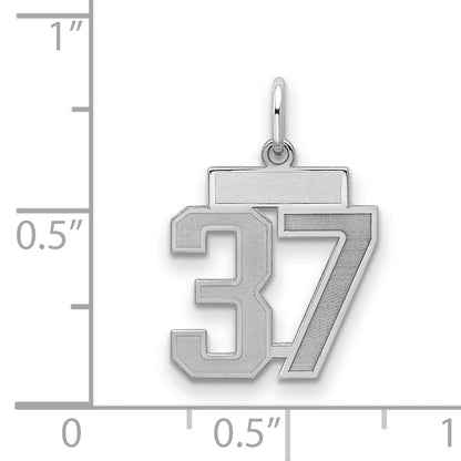 Sterling Silver Silver/Rhodium-Plated Satin Number 37 Charm