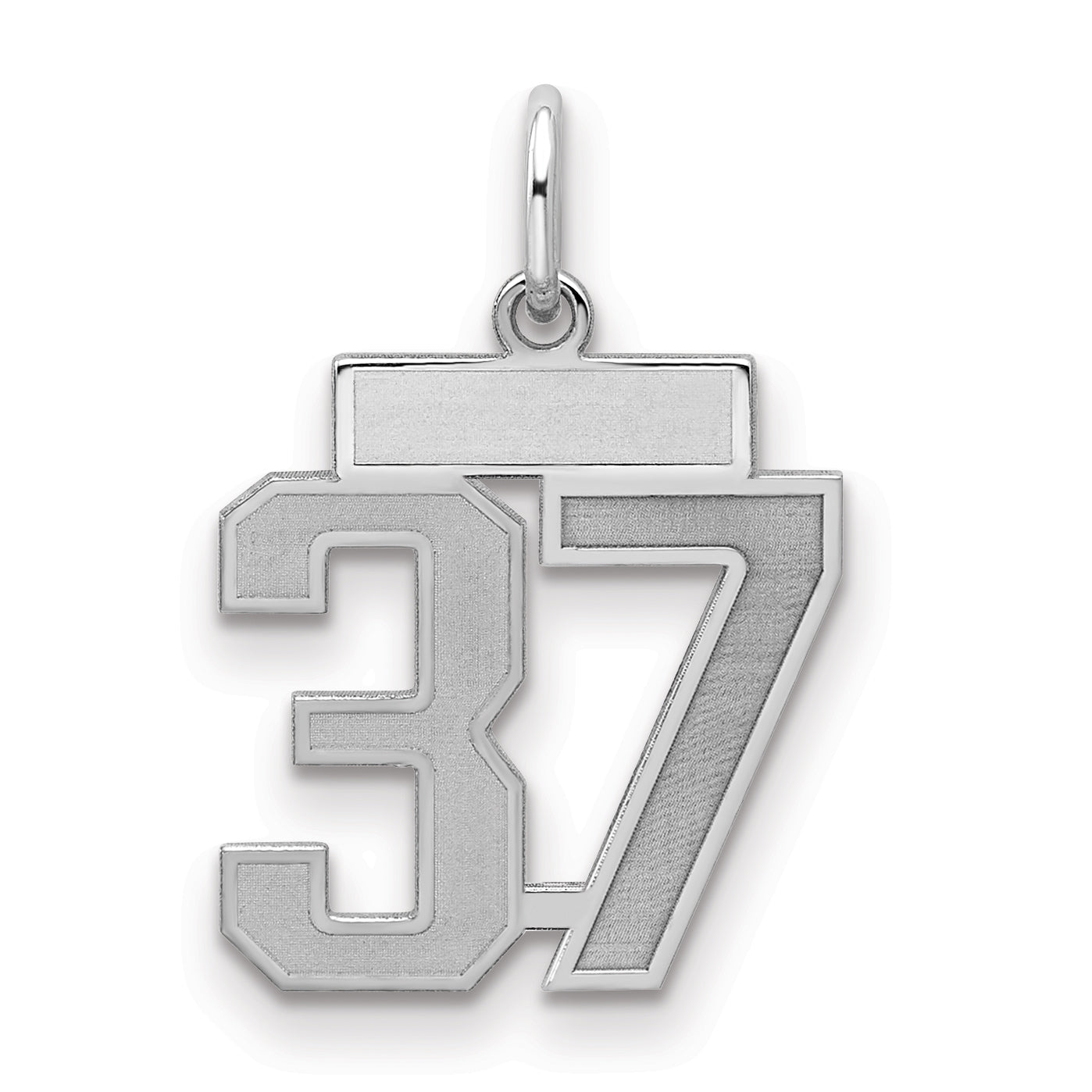 Sterling Silver Silver/Rhodium-Plated Satin Number 37 Charm