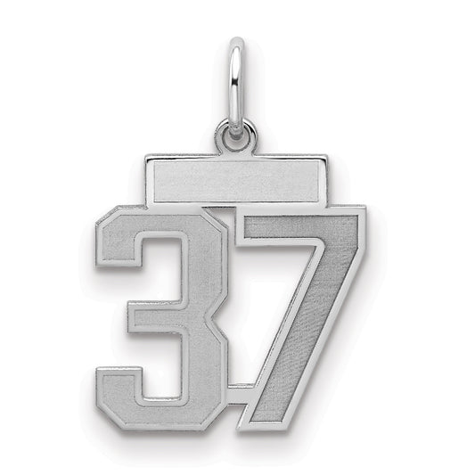 Sterling Silver Silver/Rhodium-Plated Satin Number 37 Charm