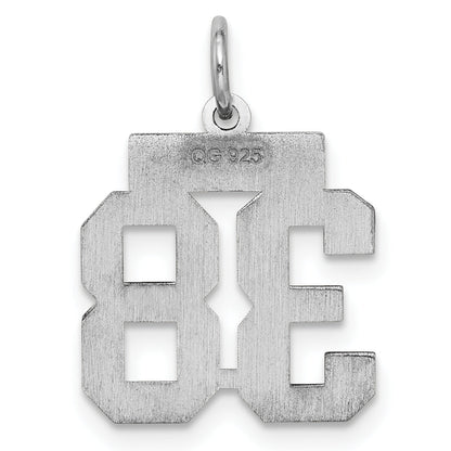 Sterling Silver Silver/Rhodium-Plated Satin Number 38 Charm