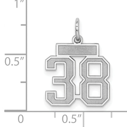 Sterling Silver Silver/Rhodium-Plated Satin Number 38 Charm