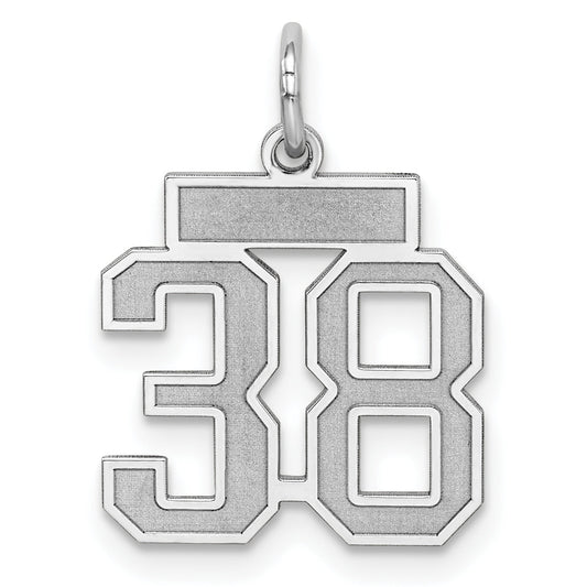 Sterling Silver Silver/Rhodium-Plated Satin Number 38 Charm
