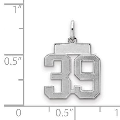 Sterling Silver Silver/Rhodium-Plated Satin Number 39 Charm