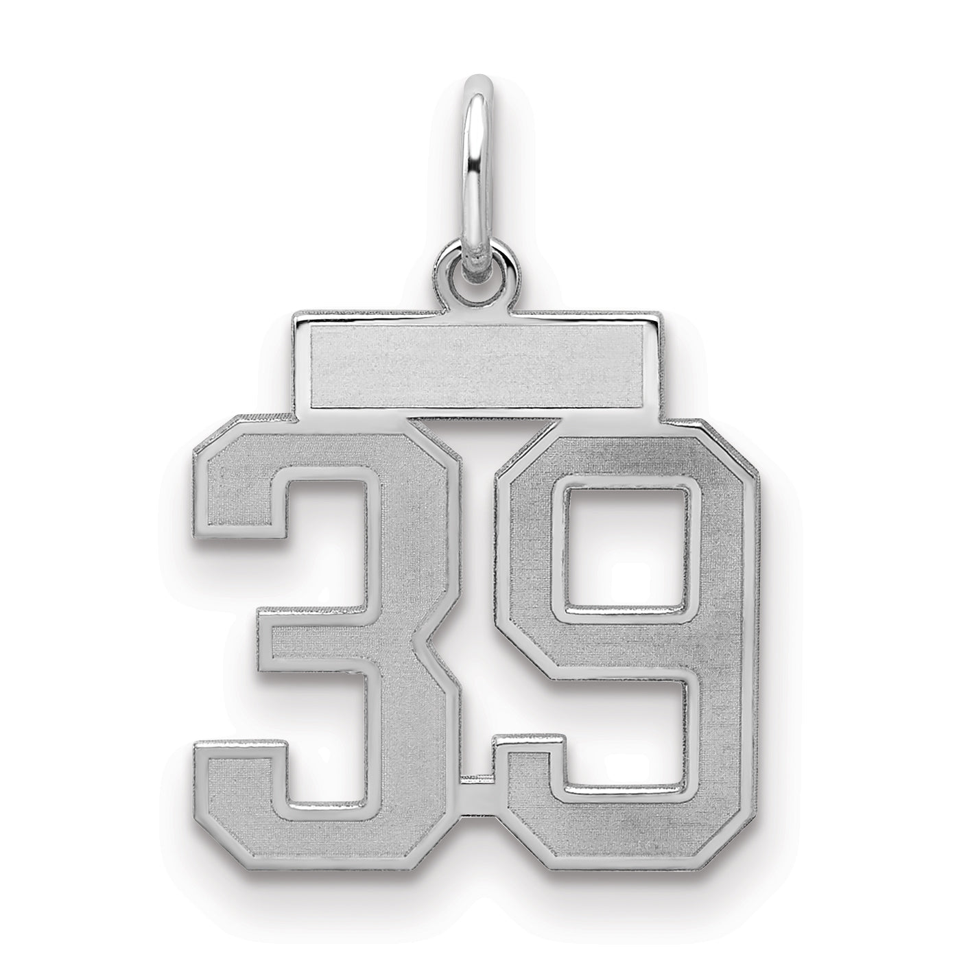 Sterling Silver Silver/Rhodium-Plated Satin Number 39 Charm