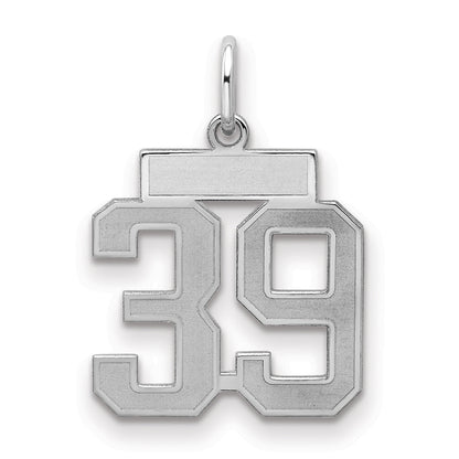 Sterling Silver Silver/Rhodium-Plated Satin Number 39 Charm