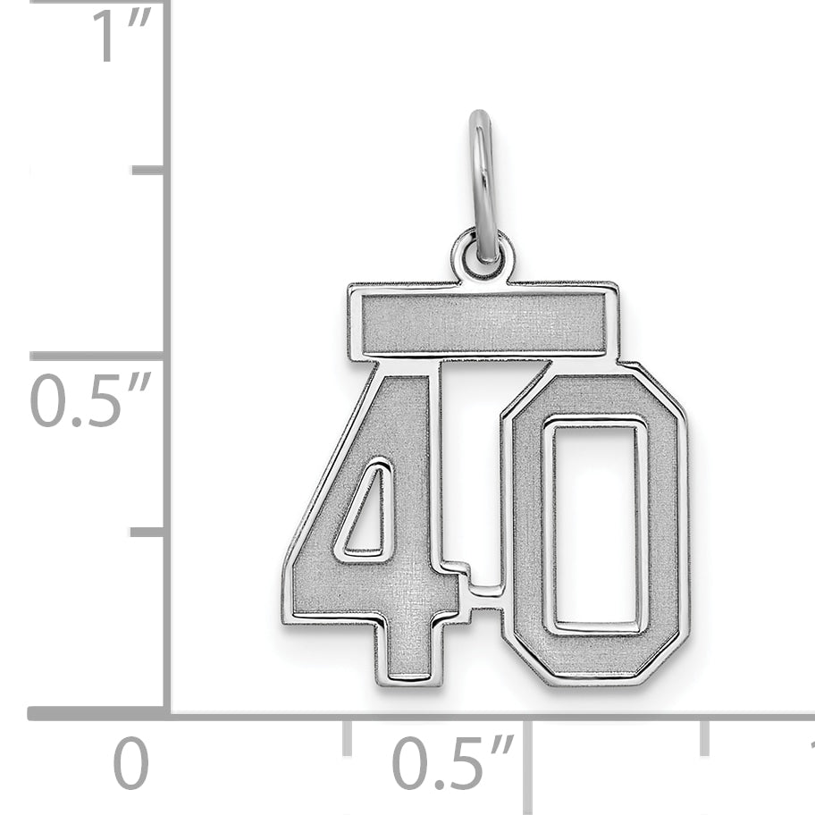 Sterling Silver Silver/Rhodium-Plated Satin Number 40 Charm