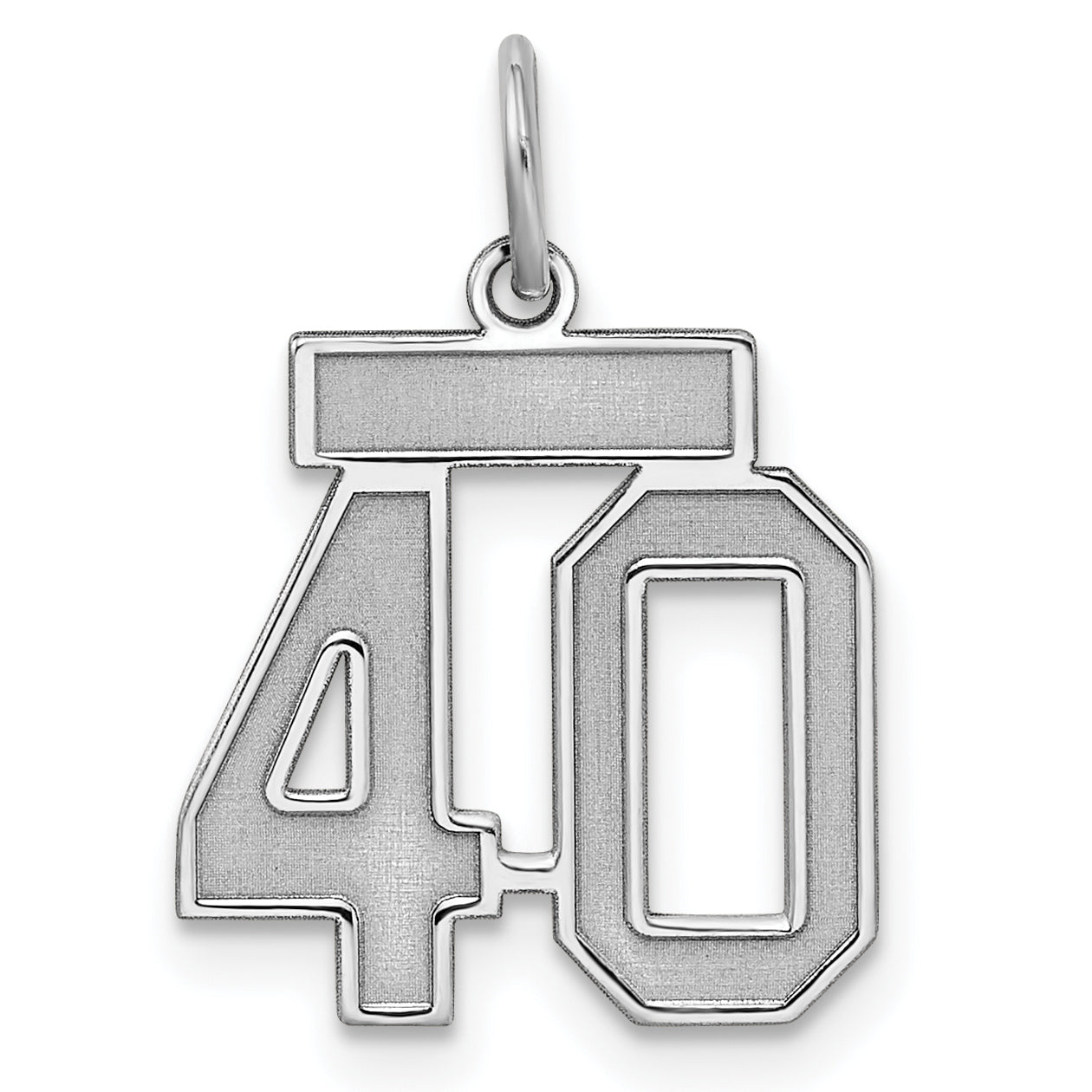Sterling Silver Silver/Rhodium-Plated Satin Number 40 Charm