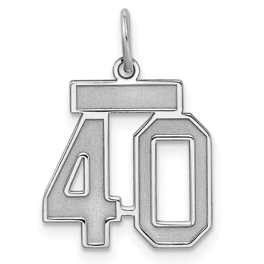 Sterling Silver Silver/Rhodium-Plated Satin Number 40 Charm