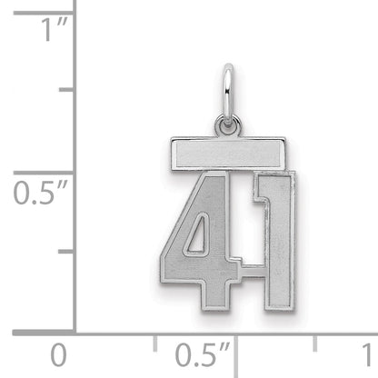 Sterling Silver Silver/Rhodium-Plated Satin Number 41 Charm