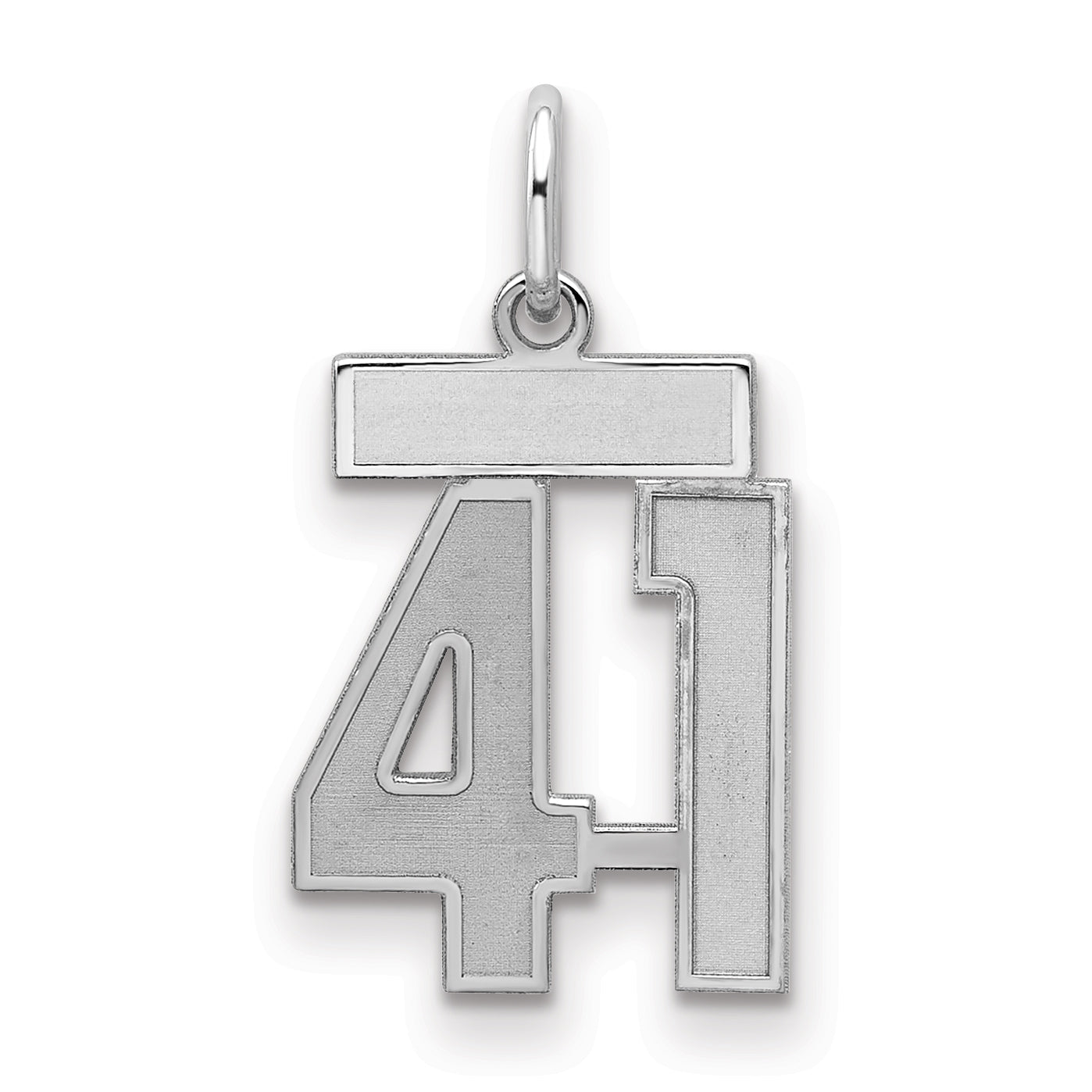 Sterling Silver Silver/Rhodium-Plated Satin Number 41 Charm