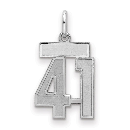 Sterling Silver Silver/Rhodium-Plated Satin Number 41 Charm
