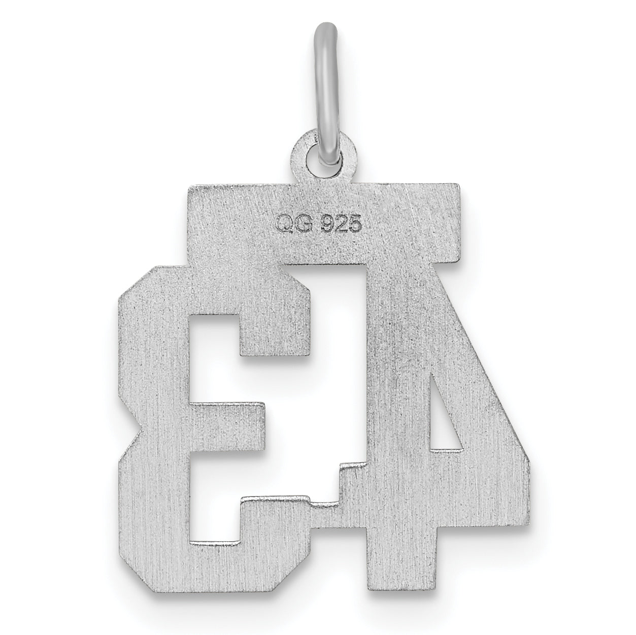 Sterling Silver Silver/Rhodium-Plated Satin Number 43 Charm