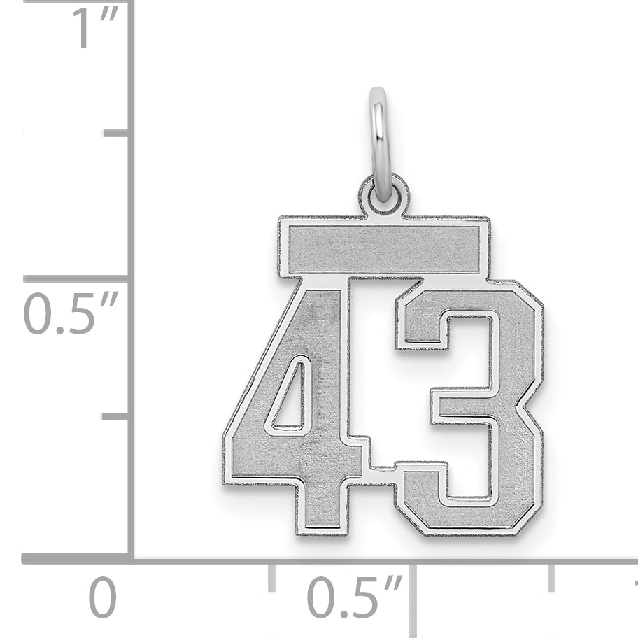 Sterling Silver Silver/Rhodium-Plated Satin Number 43 Charm