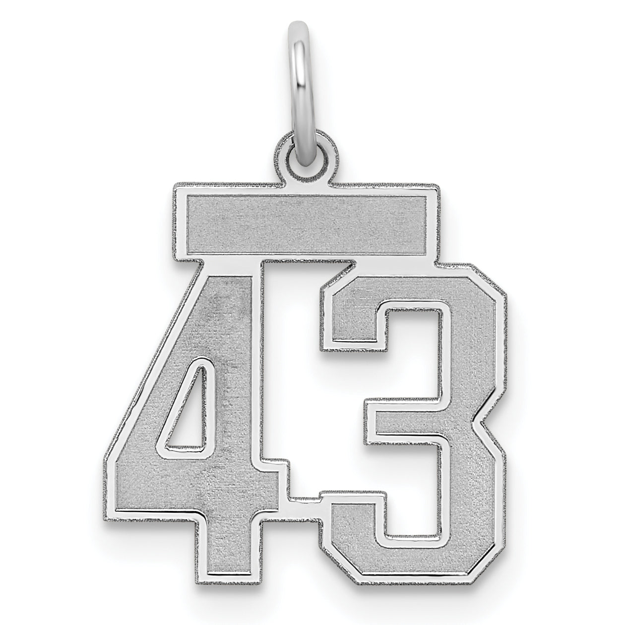 Sterling Silver Silver/Rhodium-Plated Satin Number 43 Charm