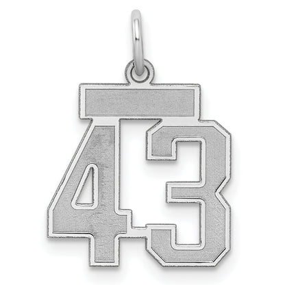 Sterling Silver Silver/Rhodium-Plated Satin Number 43 Charm