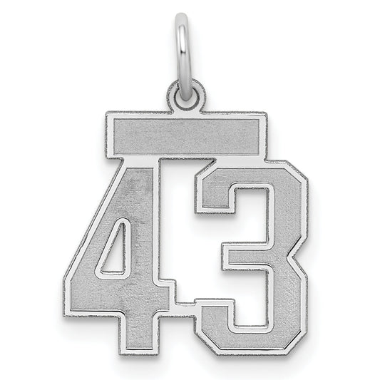 Sterling Silver Silver/Rhodium-Plated Satin Number 43 Charm