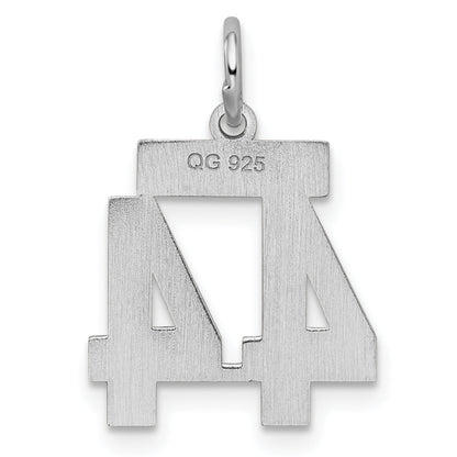 Sterling Silver Silver/Rhodium-Plated Satin Number 44 Charm