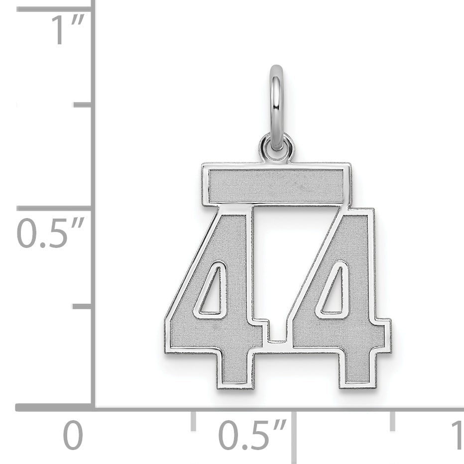 Sterling Silver Silver/Rhodium-Plated Satin Number 44 Charm