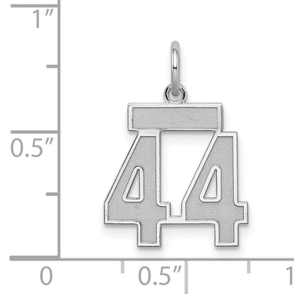 Sterling Silver Silver/Rhodium-Plated Satin Number 44 Charm
