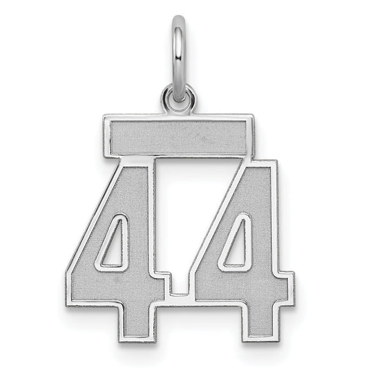 Sterling Silver Silver/Rhodium-Plated Satin Number 44 Charm