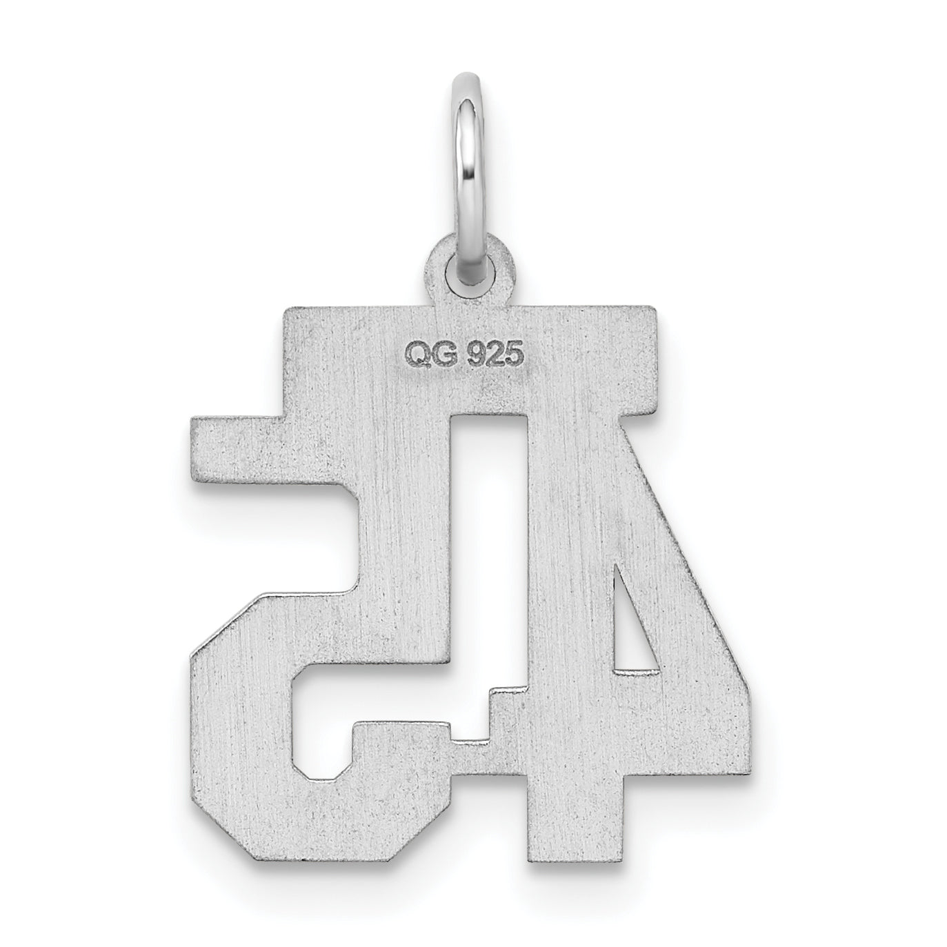 Sterling Silver Silver/Rhodium-Plated Satin Number 45 Charm